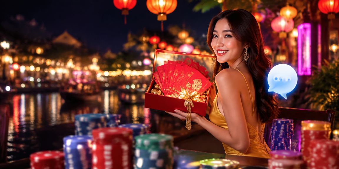 Phong bì đỏ khuyến mãi bên tách cà phê tại Hội An, hình ảnh gợi lên văn hóa thưởng tết Việt Nam